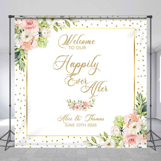 Lofaris Floral Happily Ever After Custom Wedding Backdrop