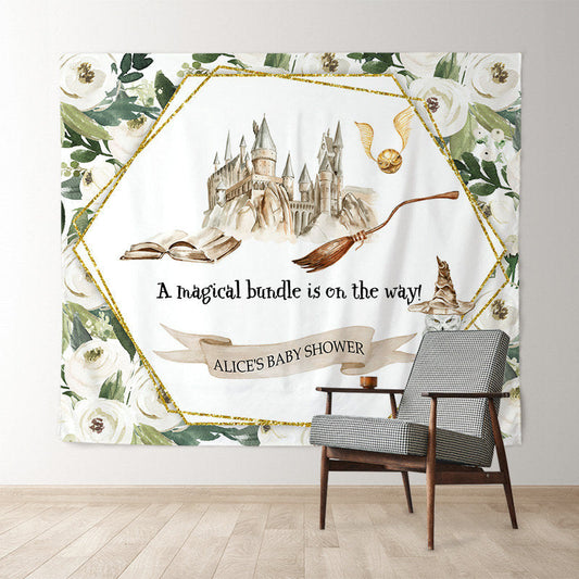 Lofaris Floral Harry Potter Theme Custom Baby Shower Backdrop