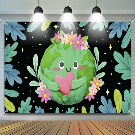 Lofaris Floral Heart Green Earth Day Backdrop for Decor
