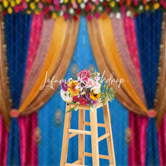 Lofaris Floral Indian Cultural Curtain Photography Backdrop