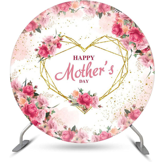 Lofaris Floral Leaves Gold Heart Round Mothers Day Backdrop