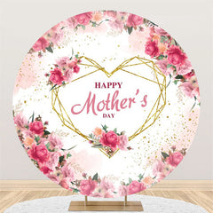 Lofaris Floral Leaves Gold Heart Round Mothers Day Backdrop