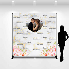 Lofaris Floral Marble Texture Custom Bridal Shower Backdrop