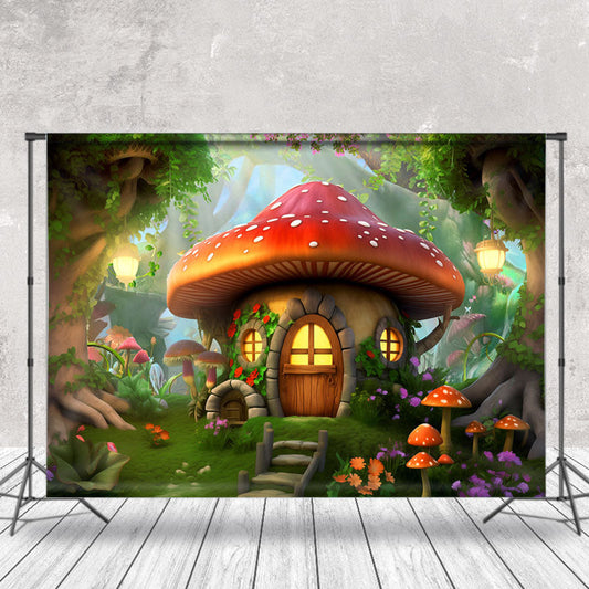 Lofaris Floral Mushroom Enchanted Forest Spring Backdrop