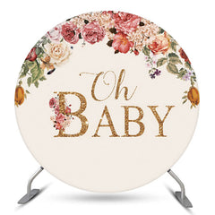Lofaris Floral Oh Baby Shower Party Round Backdrop Cover