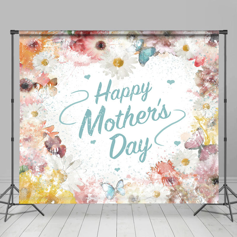 Lofaris Floral Painting White Happy Mothers Day Backdrop