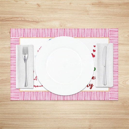 Lofaris Floral Pink Heart Mothers Day Set Of 4 Placemats