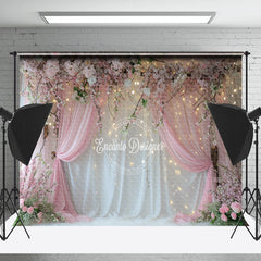 Lofaris Floral Pink White Curtain Light Photography Backdrop