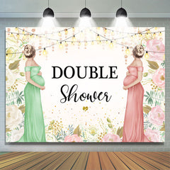 Lofaris Floral Pregnant Mothers Double Baby Shower Backdrop