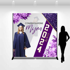 Lofaris Floral Purple Custom Photo Graduation Party Backdrop