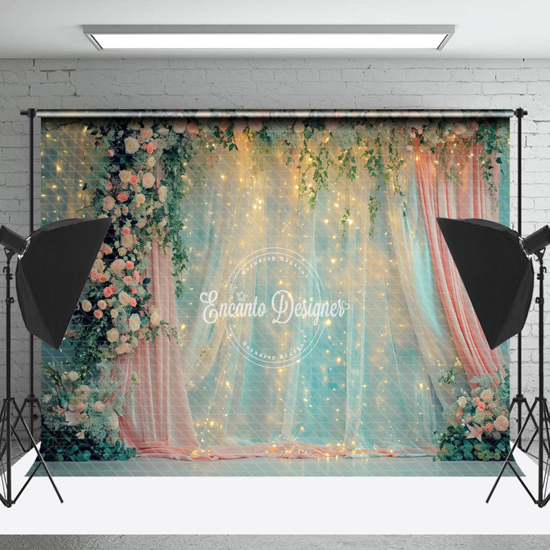 Lofaris Floral Romantic Light Tulle Curtain Photo Backdrop