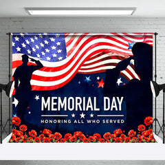 Lofaris Floral Soldier Star American Flag Memorial Backdrop