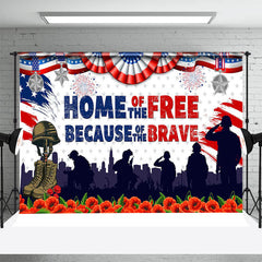 Lofaris Floral Soldier USA Flag Independence Day Backdrop
