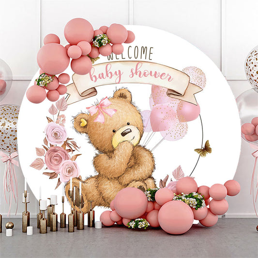 Lofaris Floral Teddy Bear Balloons Baby Shower Backdrop Kit