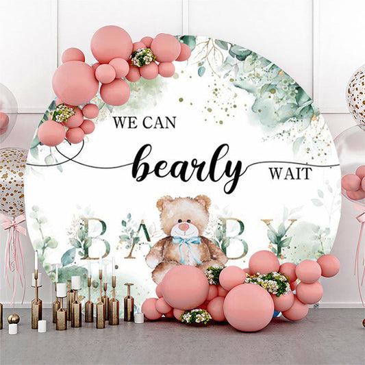 Lofaris Floral Teddy Bear Circle Backdrop For Baby Shower
