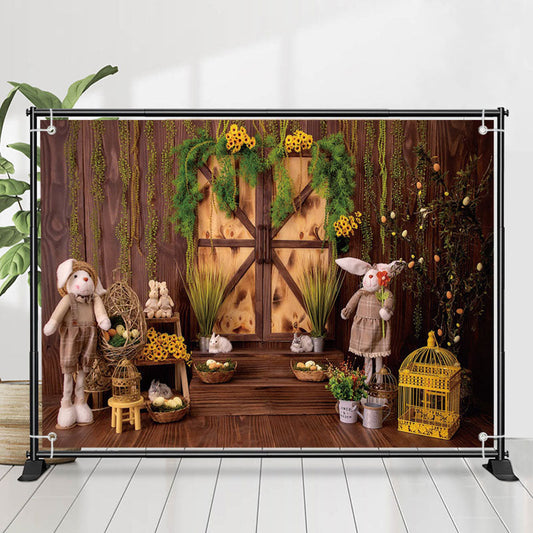 Lofaris Floral Vines Dark Brown House Bunny Easter Backdrop