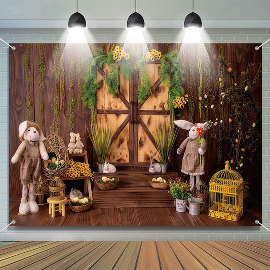 Lofaris Floral Vines Dark Brown House Bunny Easter Backdrop