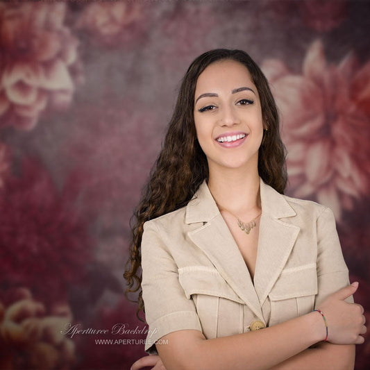 Lofaris Floral Wine Red Fine Art Maternity Photo Backdrop