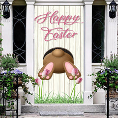 Lofaris Flower Brown Rabbit Hole Wooden Easter Door Cover