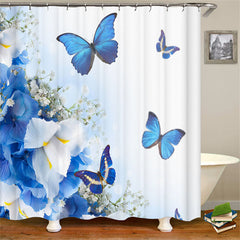 Lofaris Flower Butterfly Decorative Shower Curtain Set