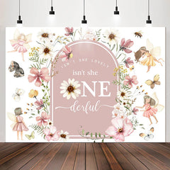 Lofaris Flower Fairy Isnt She Onederful 1st Birthday Backdrop
