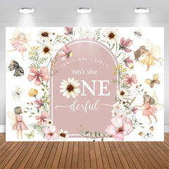 Lofaris Flower Fairy Isnt She Onederful 1st Birthday Backdrop