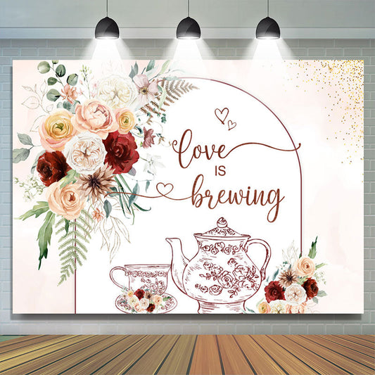 Lofaris Flower Teapot Love Is Brewing Wedding Backdrop