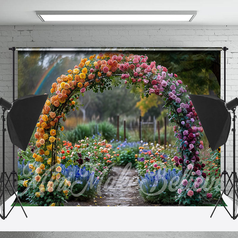 Lofaris Flowers Decorated Arch Path Wedding Photo Backdrop