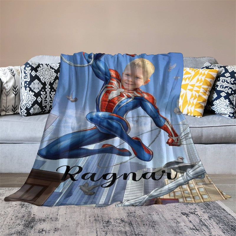Lofaris Flying Strong Hero Cobweb City Custom Photo Blanket