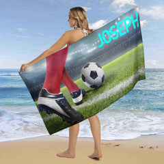 Lofaris Football Arena Theme Boy Gift Custom Beach Towel
