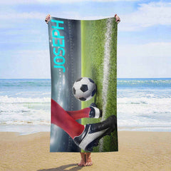 Lofaris Football Arena Theme Boy Gift Custom Beach Towel