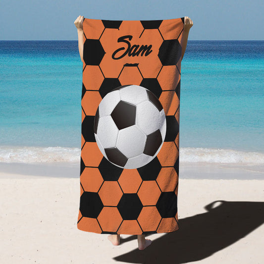Lofaris Football Pattern Custom Name Beach Towel for Boy