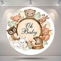 Lofaris Forest Animal Oh Baby Shower Party Round Backdrop