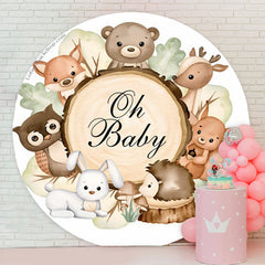 Lofaris Forest Animal Oh Baby Shower Party Round Backdrop