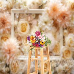 Lofaris Frame White Pink Floral Photography Cloth Backdrop