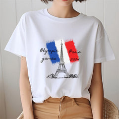Lofaris France Flag Eiffel Tower Paris 2024 Olympic Tshirt