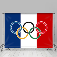 Lofaris France Flag Olympic Rings Sports Backdrop For Party