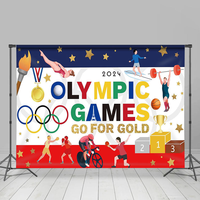 French Flag Go For Gold Sport Olympic Games Backdrop - Lofaris