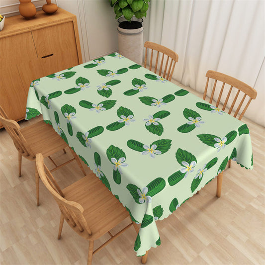 Lofaris Fresh Summer Floral Leaves Pattern Green Tablecloth