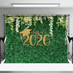 Lofaris Fresh White Flower Green Grass Graduation Backdrop