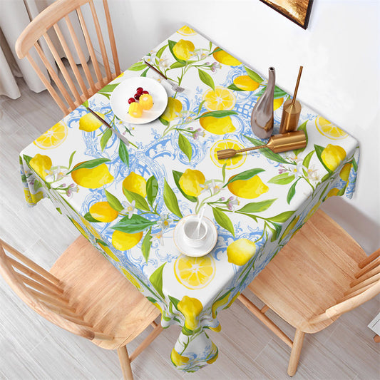 Lofaris Fresh Yellow Lemons Prints White Square Tablecloth