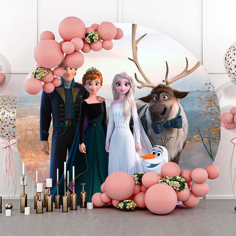 Lofaris Frozen Cartoon Lovely Circle Happy Birthday Backdrop