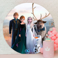 Lofaris Frozen Cartoon Lovely Circle Happy Birthday Backdrop