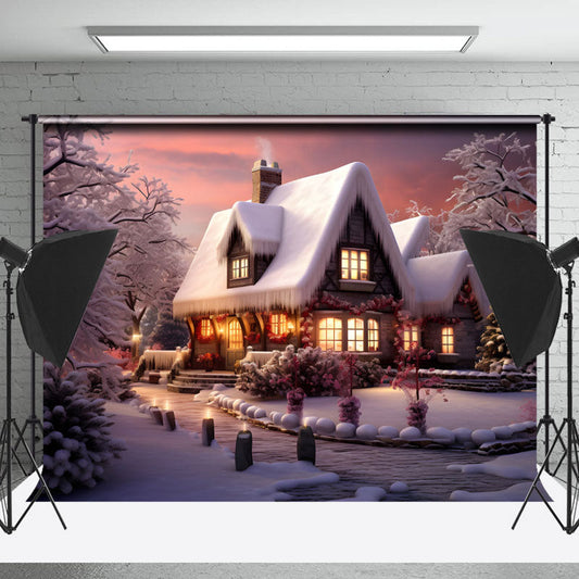 Lofaris Frozen Forest House Garden Photo Winter Backdrop