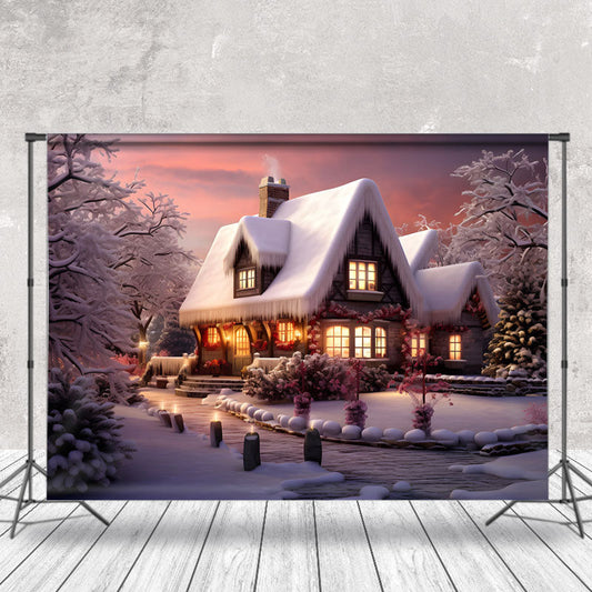 Lofaris Frozen Forest House Garden Photo Winter Backdrop