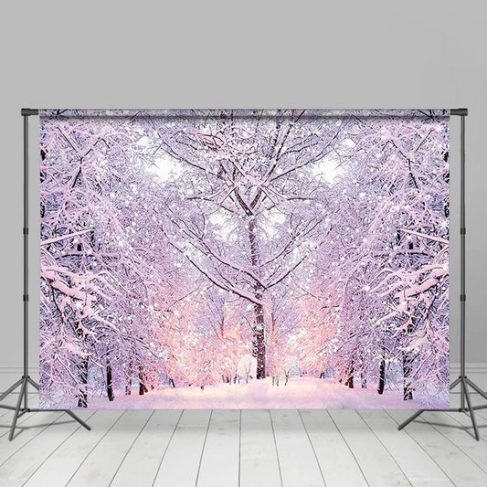 Lofaris Frozen Wonderland White Snowy Forest Winter Backdrop