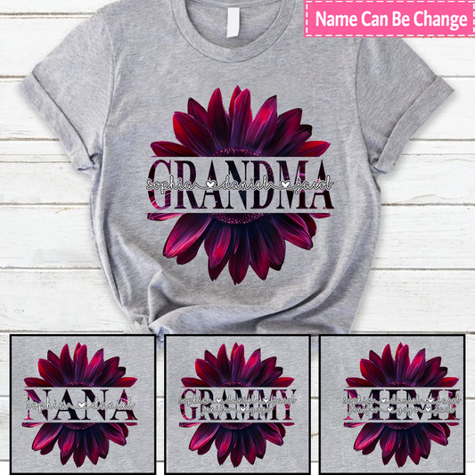 Lofaris Fuchsia Cherry Sunflower Grandma And Kids T - Shirt