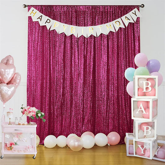Lofaris Fuchsia Sequin Shimmer Fabric Backdrop for Photography