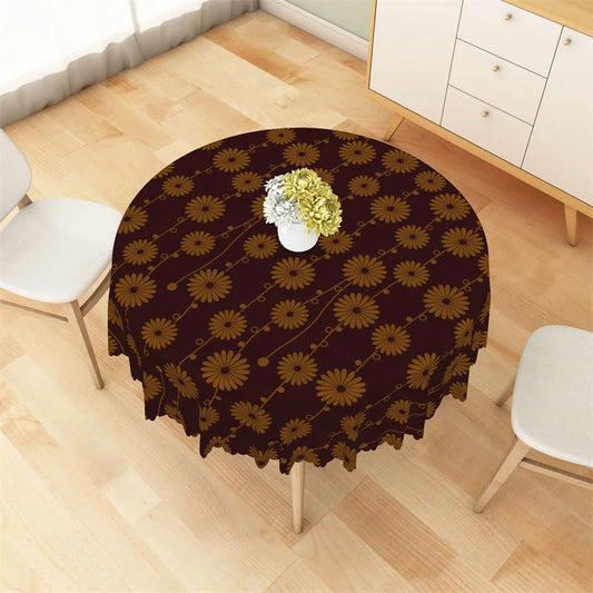 Lofaris Full Daisy Dark Yellow Autumn Round Tablecloth