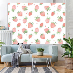 Lofaris Full Of Pink Strawberries Happy Birthday Backdrop